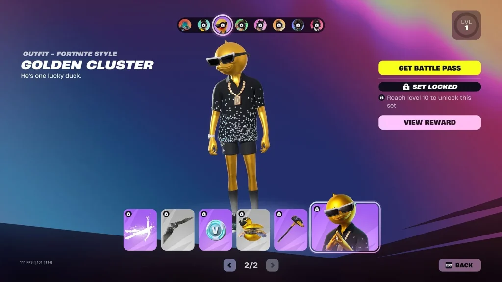 Rewards for Cluster (Image via Epic Games)