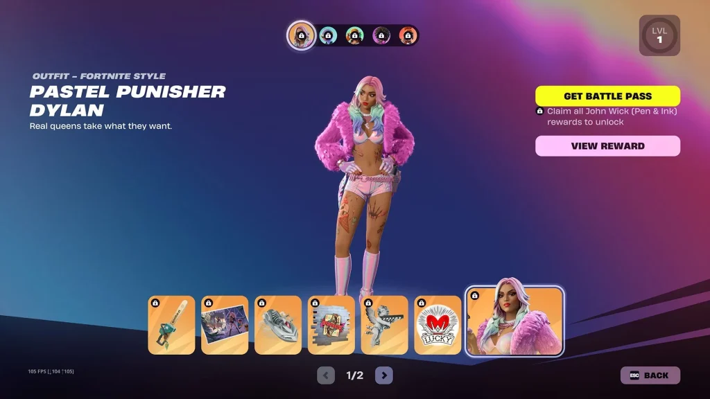 Rewards for Dylan's Bonus Page (Image via Epic Games)