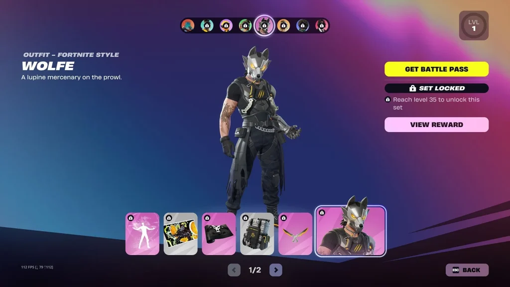 Rewards for Wolfe (Image via Epic Games)