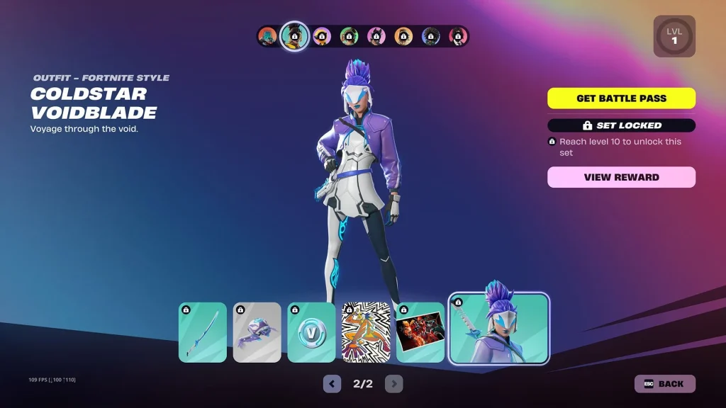 Rewards for The Voidblade (Image via Epic Games)