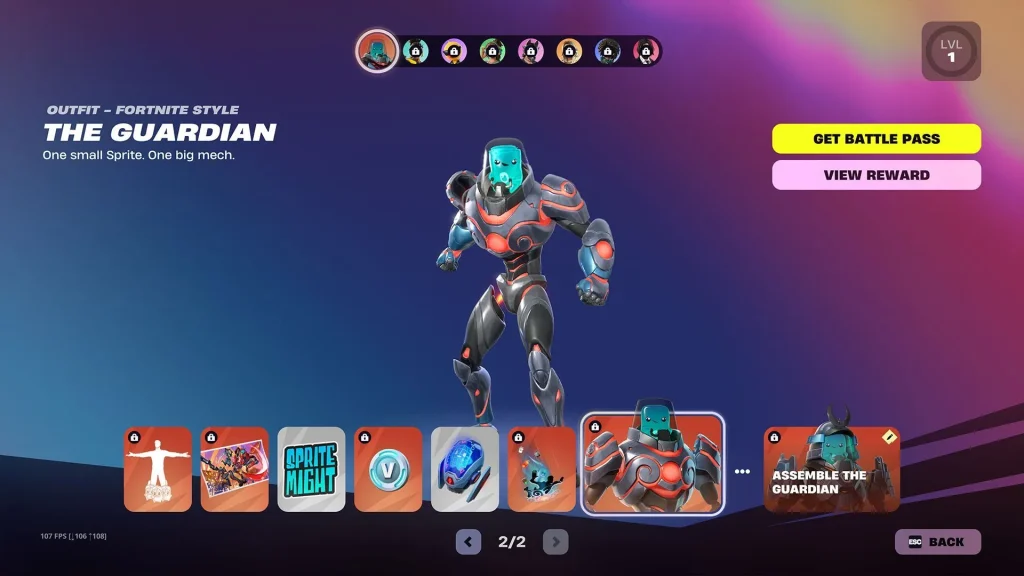 Rewards for The Guardian (Image via Epic Games)