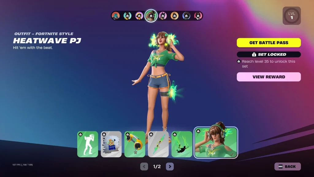 Rewards for Heatvwave PJ (Image via Epic Games)